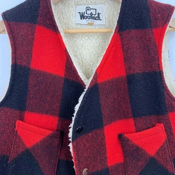 Woolrich Men's Vintage Fleece Lined Wool Buffalo Plaid Snap Vest Size L - Picture 5 of 10